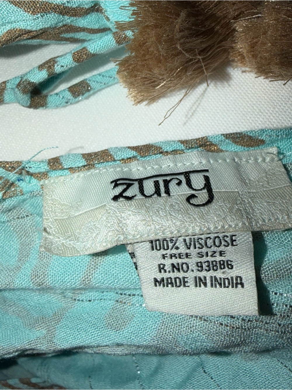 Zury Turquoise Maxi Dress with Gold Medallion Print and Tassel Tie 100% Viscose - Picture 8 of 11